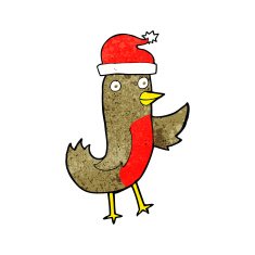 cartoon christmas robin wearing hat N4