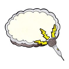cartoon microphone and space for text cloud N2