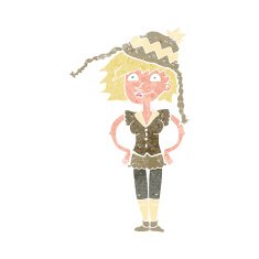cartoon woman wearing winter hat N29