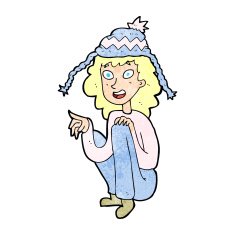 cartoon woman wearing winter hat N30