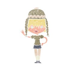 cartoon woman wearing winter hat N31
