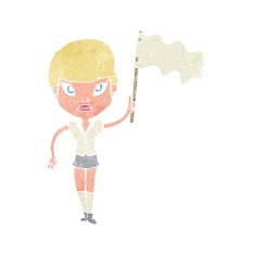 cartoon woman waving white flag N3