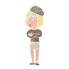 cartoon woman wearing winter hat N33