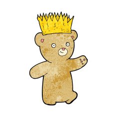 cartoon teddy bear wearing paper crown N4