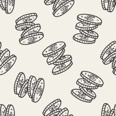 doodle money coin seamless pattern background