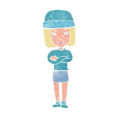 cartoon woman wearing winter hat N35