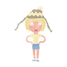 cartoon woman wearing winter hat N36