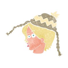 cartoon woman wearing winter hat N37