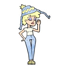 cartoon woman wearing winter hat N38