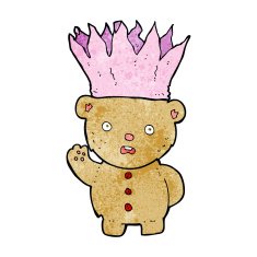 cartoon teddy bear wearing paper crown N5