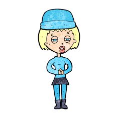 cartoon woman wearing winter hat N39