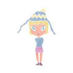cartoon woman wearing winter hat N40