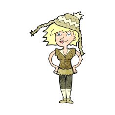 cartoon woman wearing winter hat N41