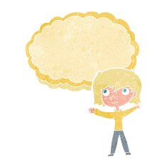 cartoon woman with text cloud space N4
