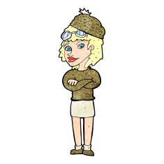 cartoon woman wearing winter hat N43