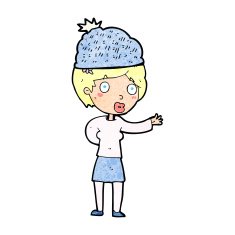 cartoon woman wearing winter hat N44