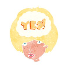 cartoon woman thinking yes