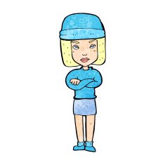 cartoon woman wearing winter hat N45