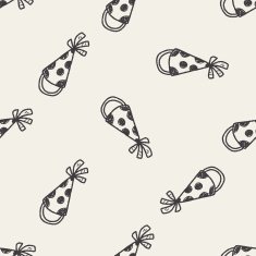 doodle party hats seamless pattern background N4