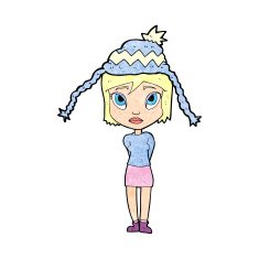 cartoon woman wearing winter hat N48