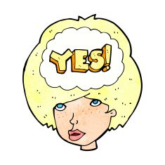 cartoon woman thinking yes N2