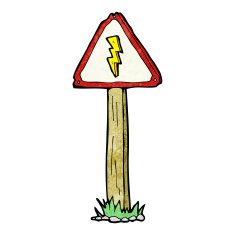 cartoon electrical warning sign N8