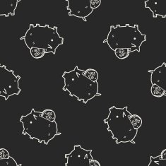 doodle pig money bank seamless pattern background N2