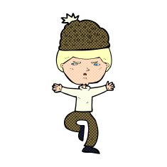 cartoon man wearing winter hat N37