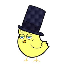 cartoon bird in top hat N5
