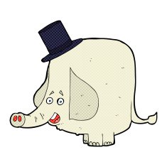 cartoon elephant in top hat N2