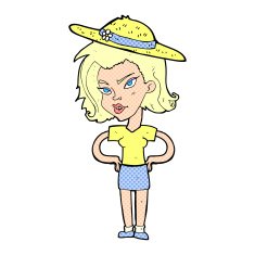 cartoon woman in summer hat N5