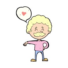 cartoon mustache man in love N3