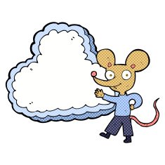 cartoon mouse with cloud text space N3
