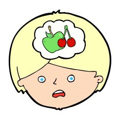 cartoon man thinking about healthy eating N3