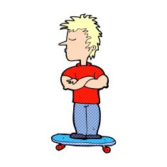 cartoon arrogant boy on skateboard N2