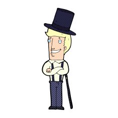 cartoon man wearing top hat N39