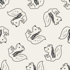 squirrel doodle seamless pattern background N2