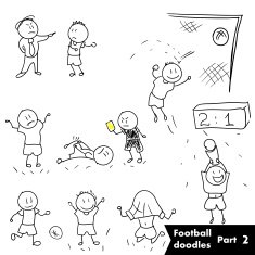 Vector hand drawn illustration set - football soccer players N2