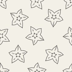 Star fruit doodle seamless pattern background