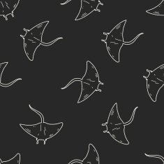 Stingray doodle seamless pattern background