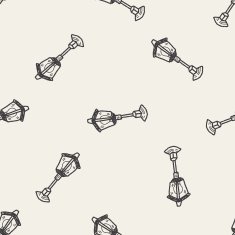 street lamp doodle seamless pattern background