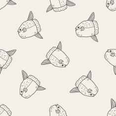Sunfish doodle seamless pattern background