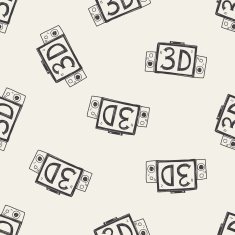 3d tv doodle seamless pattern background