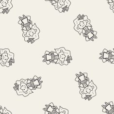 alice in wonderland doodle seamless pattern background