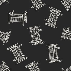 baby bed doodle seamless pattern background N6