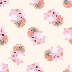 animal rabbit having afternoon tea seamless pattern