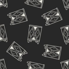 cabinet doodle seamless pattern background N15