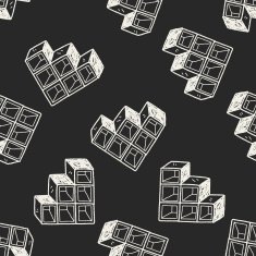 cabinet doodle seamless pattern background N18