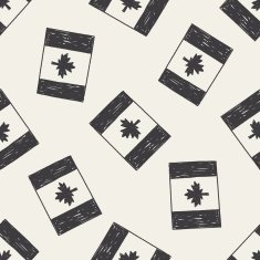 Canada flag doodle seamless pattern background