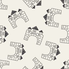 castle doodle seamless pattern background N14